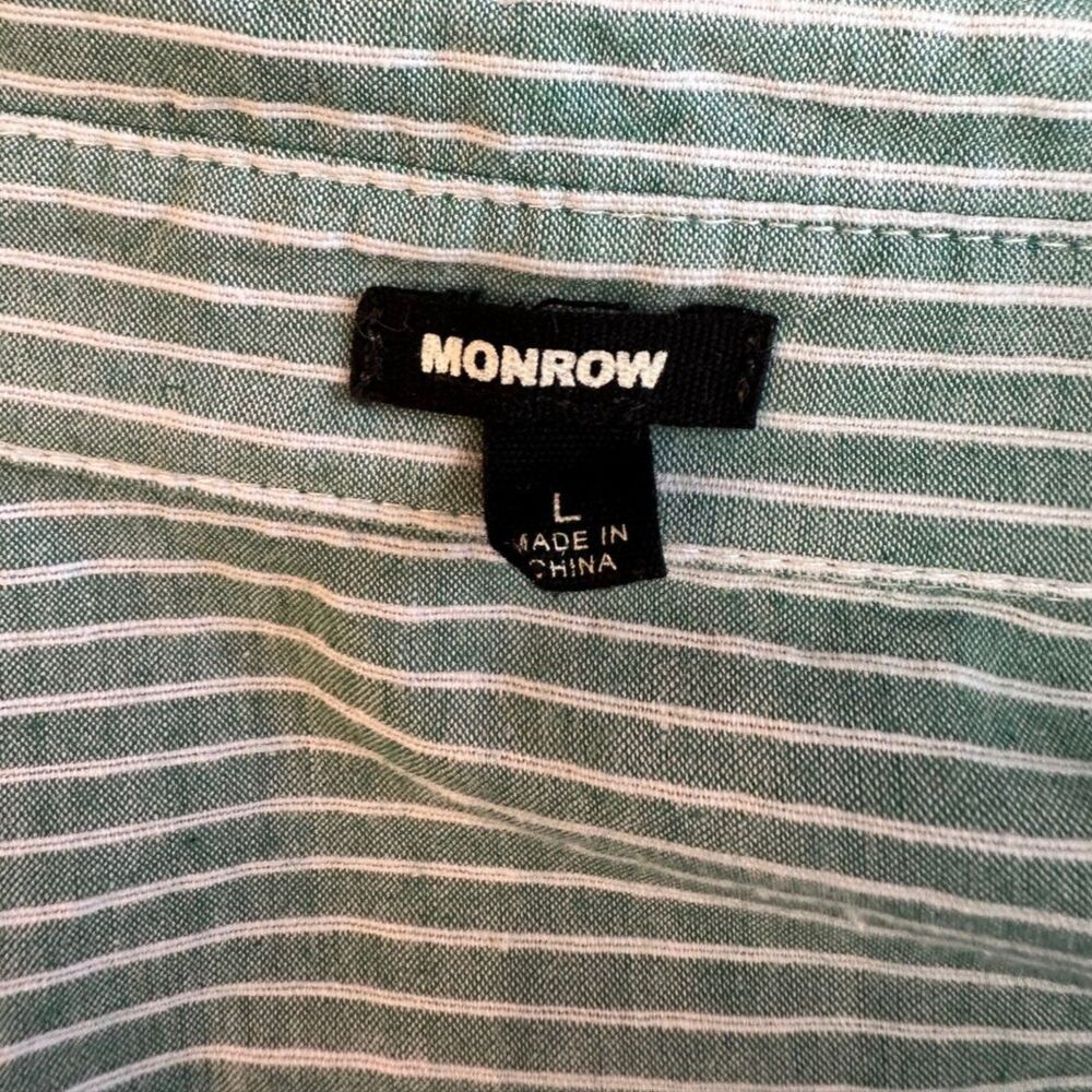 Monrow Poplin Oversized Shirt Striped Cactus Green Large - Picture 5 of 8